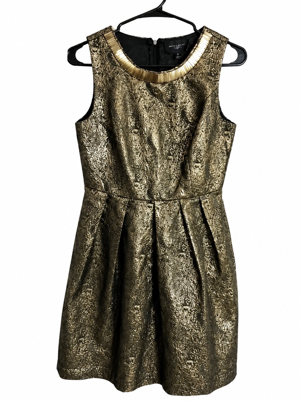 Romeo & Juliet Couture Metallic Gold Textured Party Dress